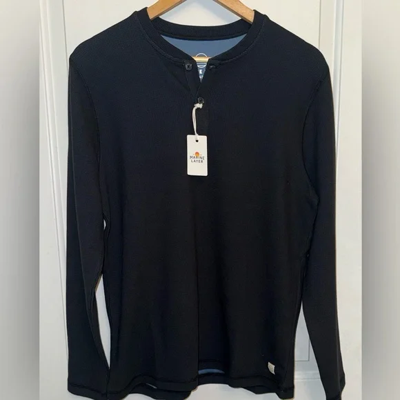 Marine Layer NWT Weekend Sport Henley in Moonless Night - Picture 3 of 7